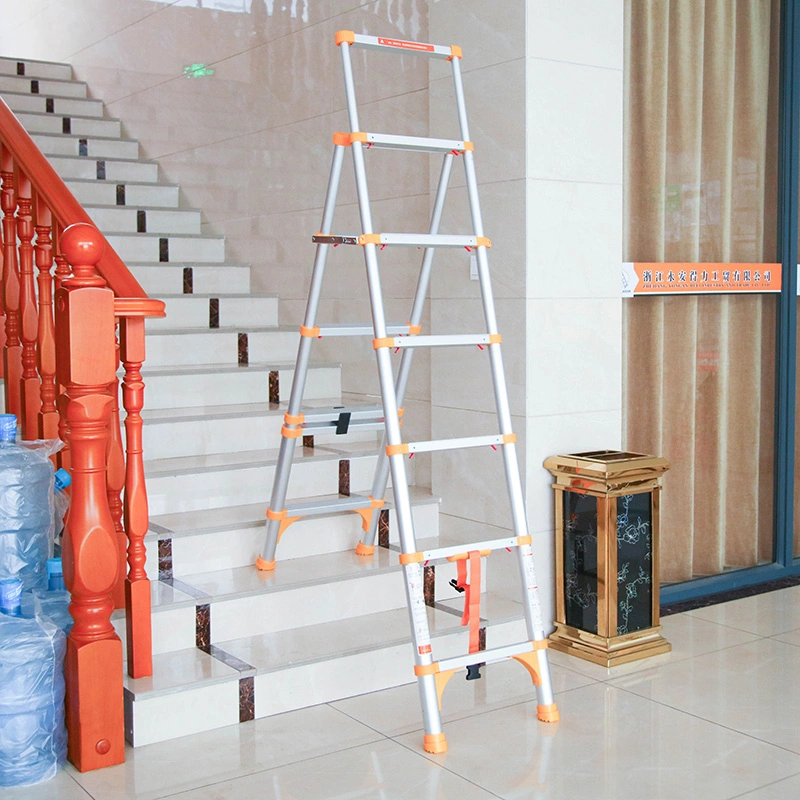 Bamboo Aluminium Double Sided Folding Step Telescopic 1.4+1.7m Super Ladder En131