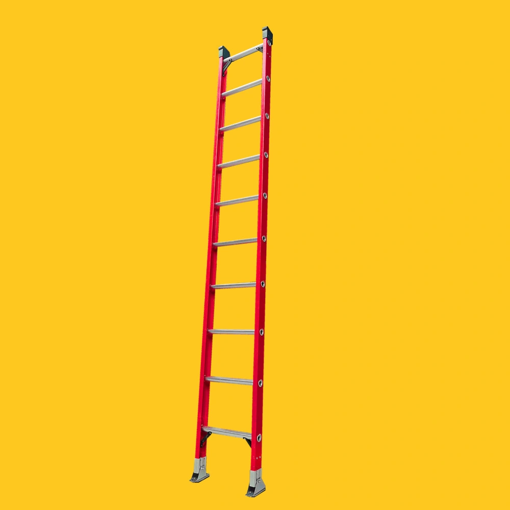 10 Step ANSI A14.5 Compliant Red Fiberglass Single Sided Straight Ladder