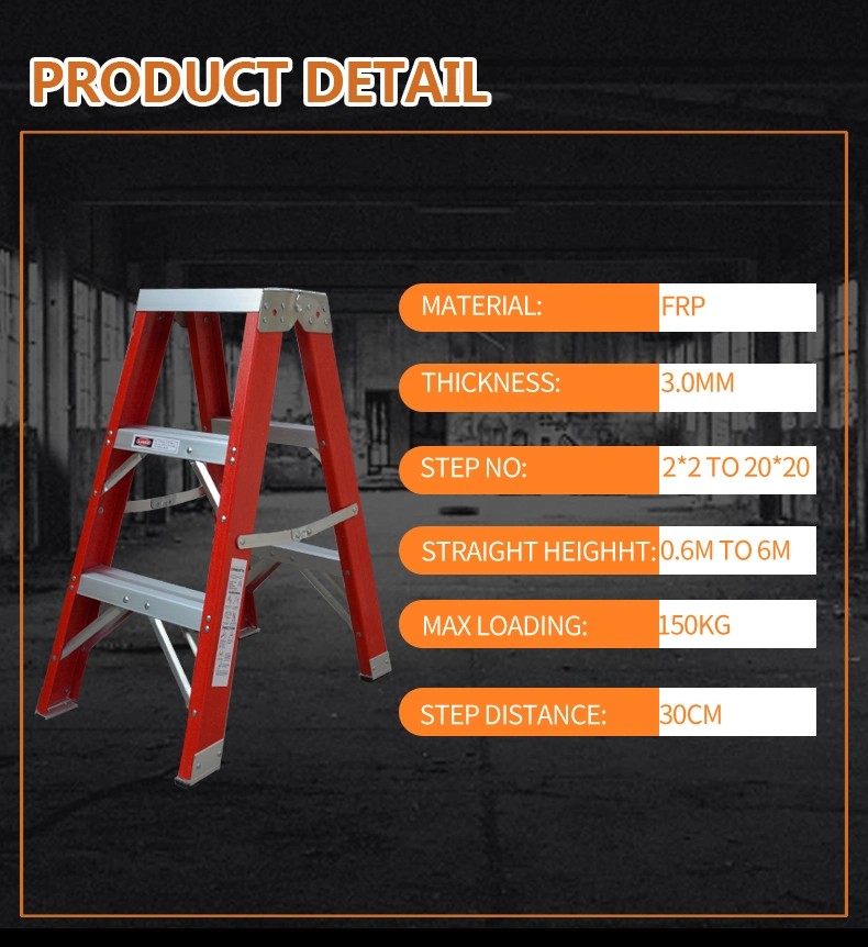 Double-Sided Attic Fiberglass Folding Step Ladder (double riveted and aluminum feet)