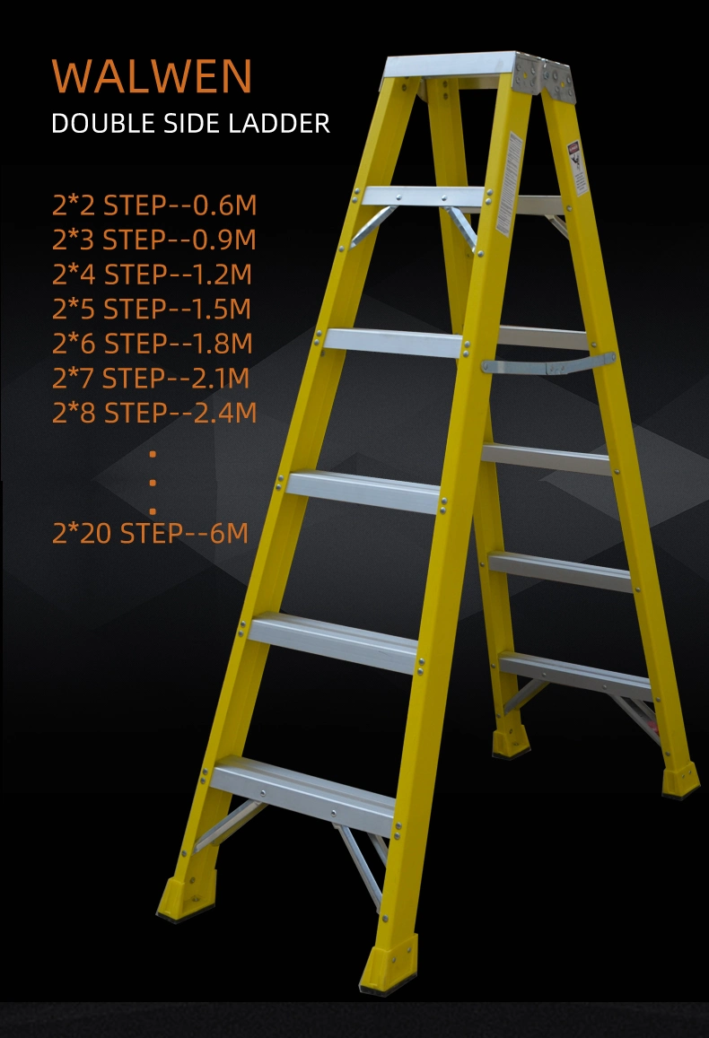 Double-Sided Attic Fiberglass Folding Step Ladder (double riveted and aluminum feet)